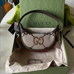 Gucci Beige and Brown Mini Canvas Shoulder Bag